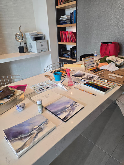 Beginner-friendly and advanced watercolor lessons available virtually or face-to-face with a skilled watercolor instructor