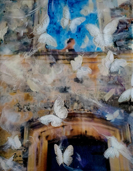 Mixed Media Butterflies Painting - The Long Becoming II