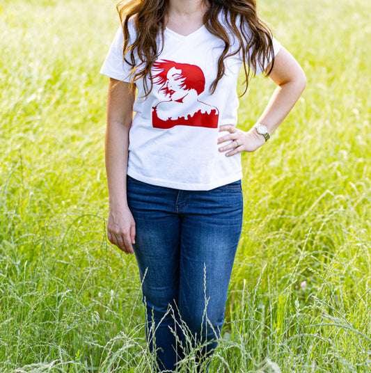 Big Red | Bold Expressive Iron-On of a Free-Spirited Girl | Wearable Art Gift for Lovers of Strength & Individuality