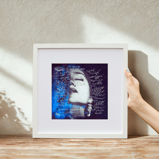 Original Self-Portrait Resin Painting with Calligraphy | Maryam Mohi
