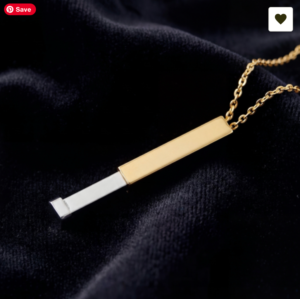 Hidden Message Sliding Bar Necklace | Engraved Secret Tube Pendant