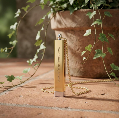 Hidden Message Sliding Bar Necklace | Engraved Secret Tube Pendant