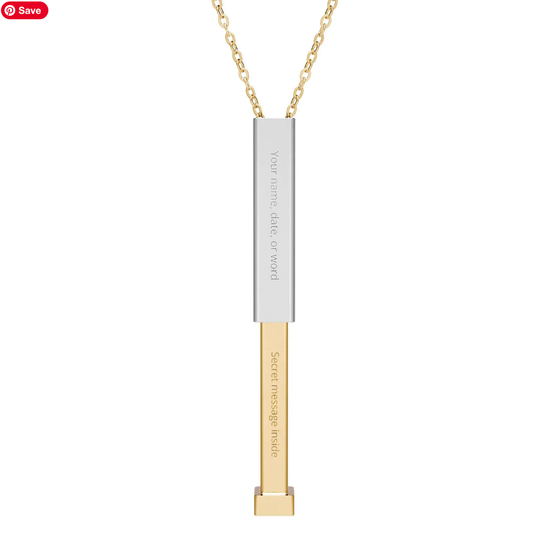 Hidden Message Sliding Bar Necklace | Engraved Secret Tube Pendant