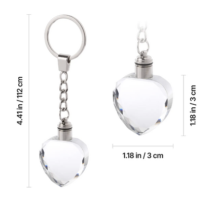 Custom Engraved Crystal Heart Keychain with LED Light