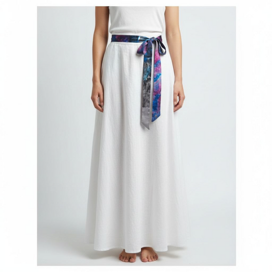 Galaxy Silk Obi Belt | Hand-Painted Reversible Sash | Artisan Wearable Art Gift for Her