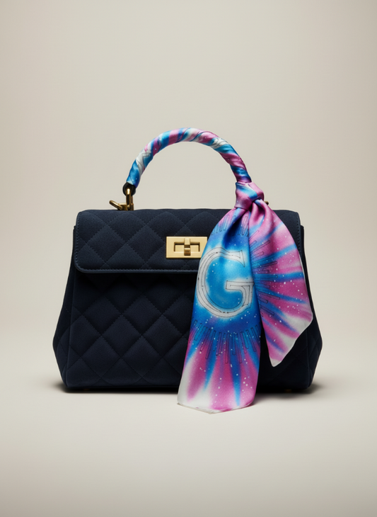 Starburst Monogram Silk Twilly | Hand-Painted Custom Initial | Personalized Gift for Her (Made to Order)