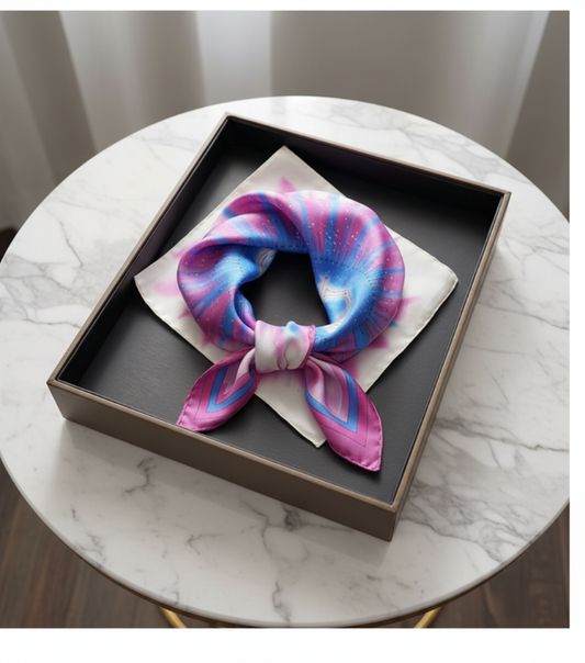 Starburst Monogram Silk Twilly | Hand-Painted Custom Initial | Personalized Gift for Her (Made to Order)