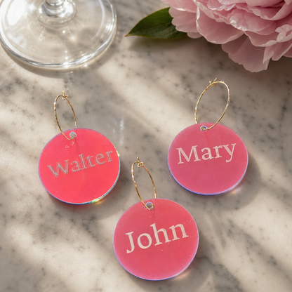 Personalized Holographic Wine Glass Charms