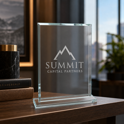 Engraved Rectangle Glass Award – Personalized Corporate, Employee or Recognition Trophy