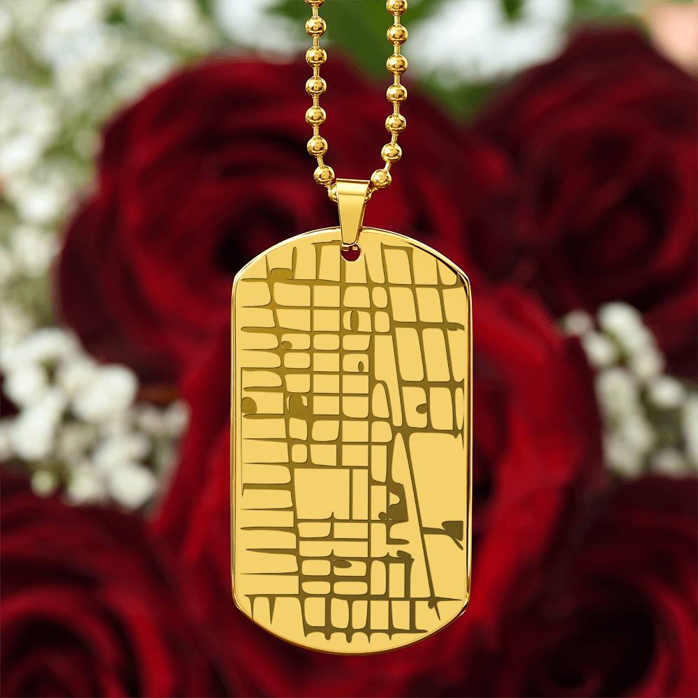 Engraved Dog Tag Map Necklace