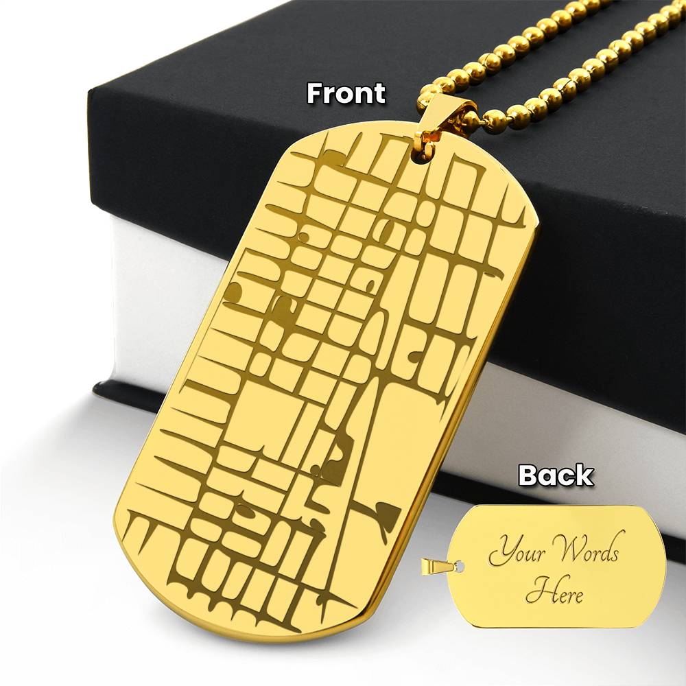 Engraved Dog Tag Map Necklace